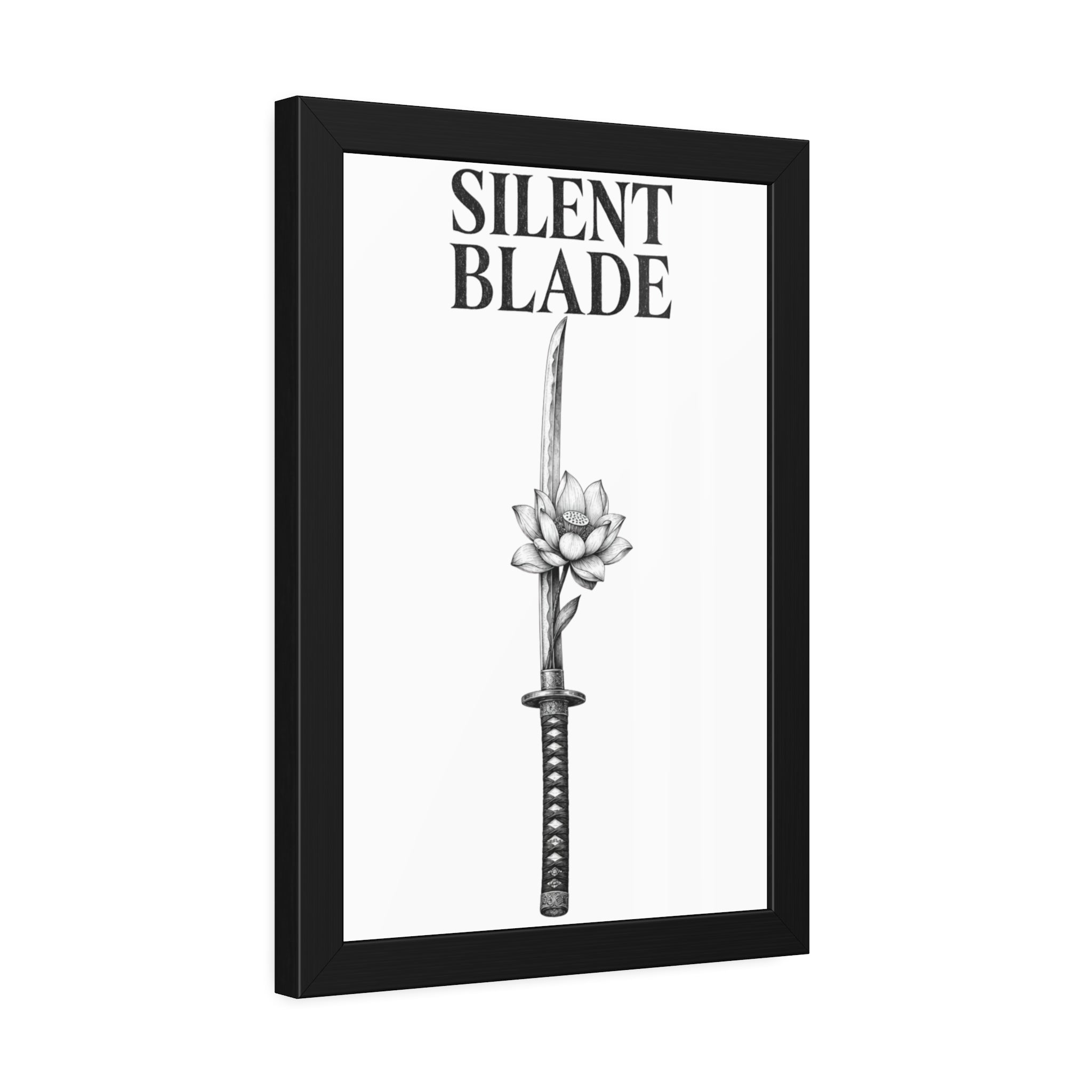 Silent Blade Framed Poster — Minimalist Samurai Sword Art Print