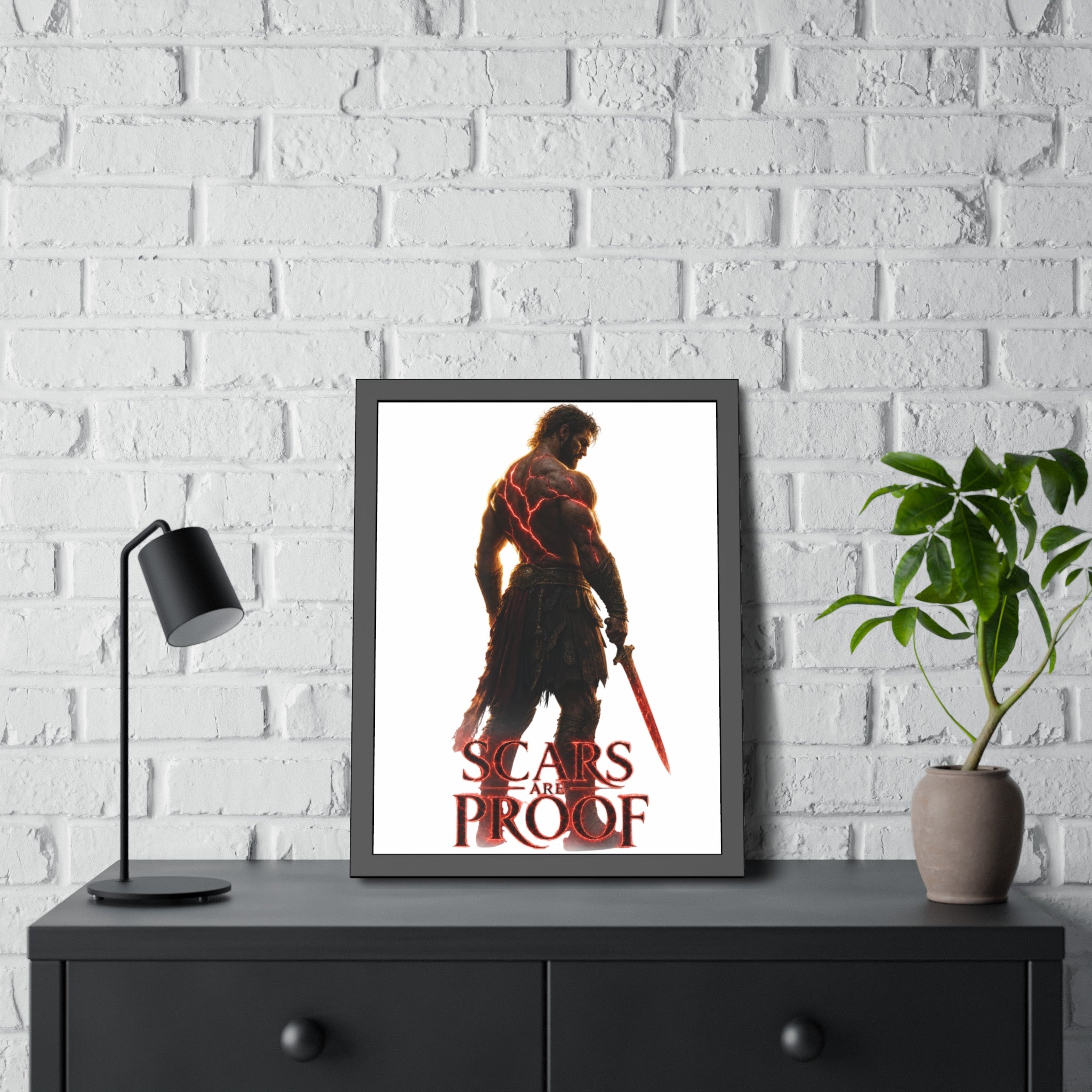 Framed Poster - 'Scars Are Proof' Warrior Art Print