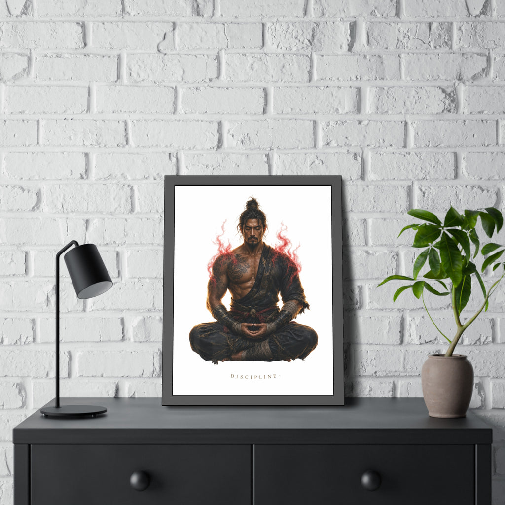 Framed Poster — 'Discipline' Meditating Samurai Art Print