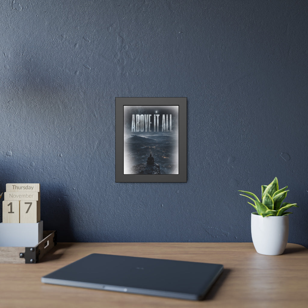 Above It All Framed Poster — Moody Mountain Nightscape Wall Art