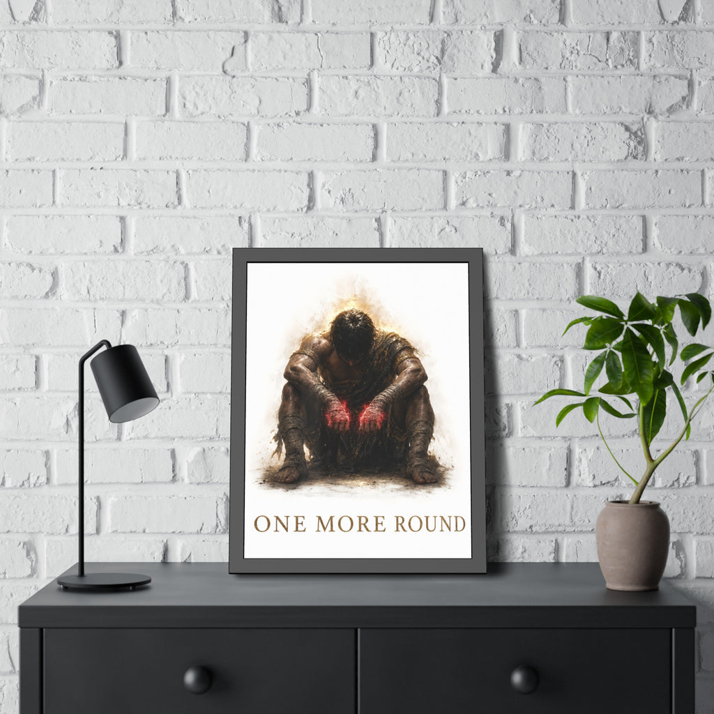Framed Poster — "One More Round" Boxing Motivational Art