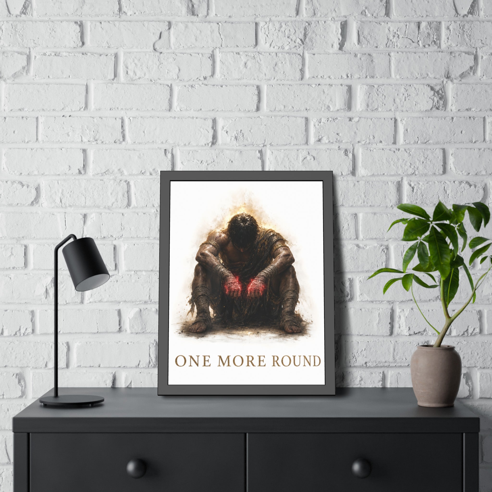 Framed Poster — "One More Round" Boxing Motivational Art
