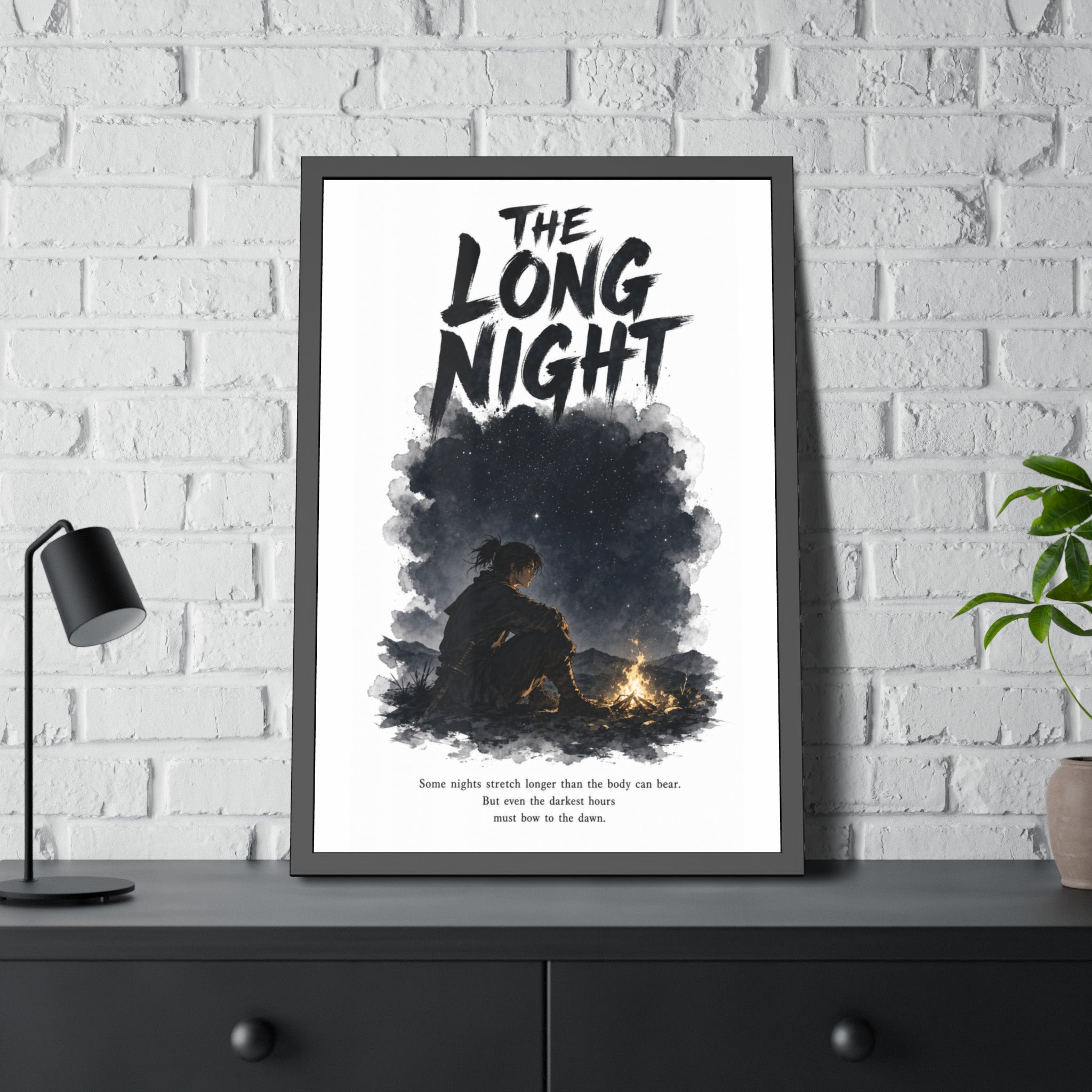 The Long Night Framed Poster — Campfire Night Sky Wall Art