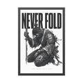 Framed Poster – "Never Fold" Samurai Art Print (Black & White)