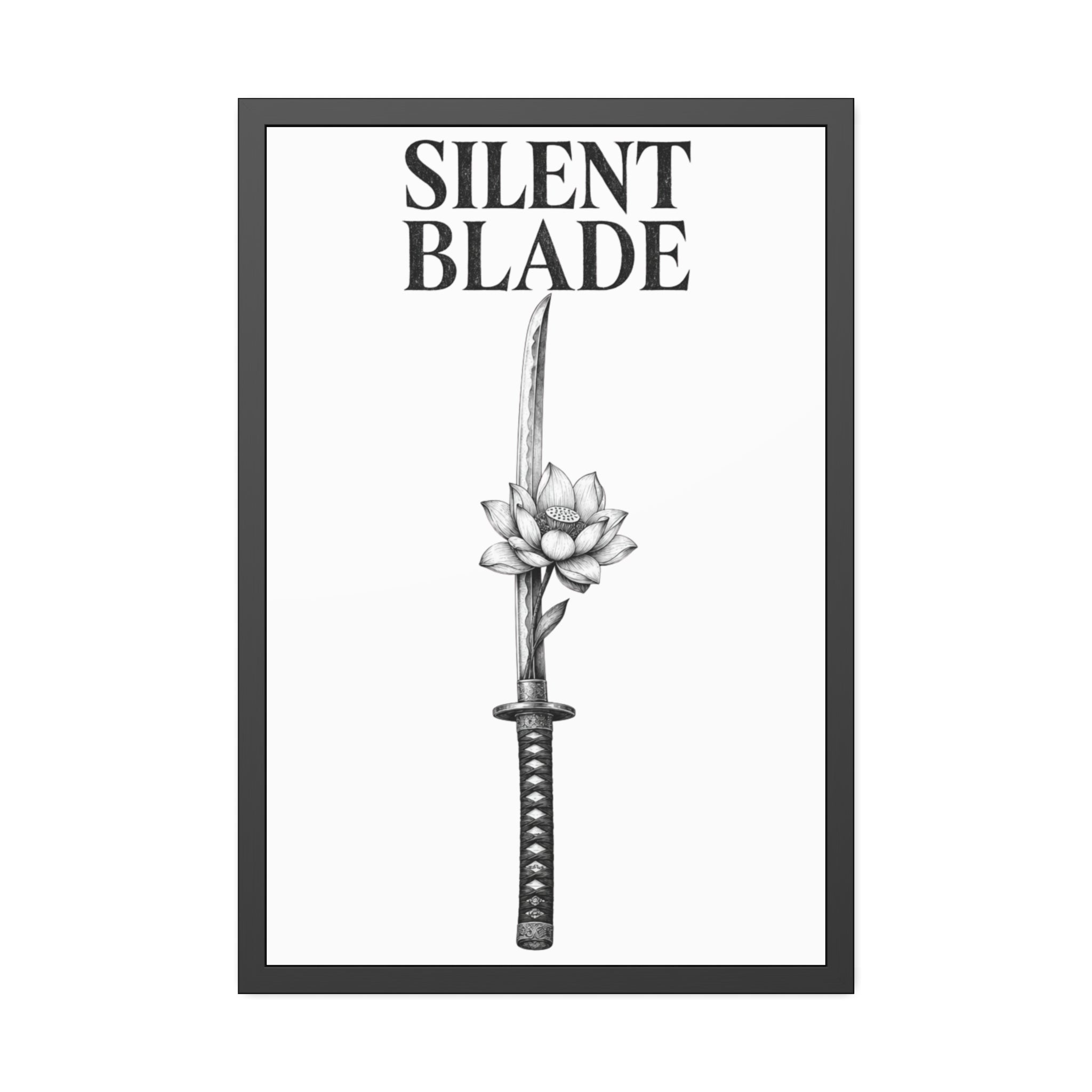 Silent Blade Framed Poster — Minimalist Samurai Sword Art Print