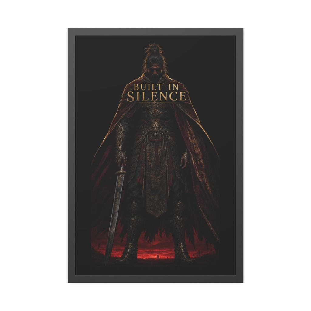Built In Silence — Framed Poster (Dark Fantasy Knight Art)