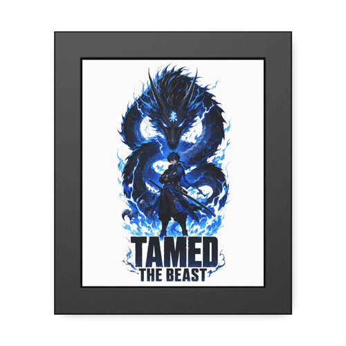 Framed Poster — "Tamed the Beast" Blue Dragon Fantasy Art