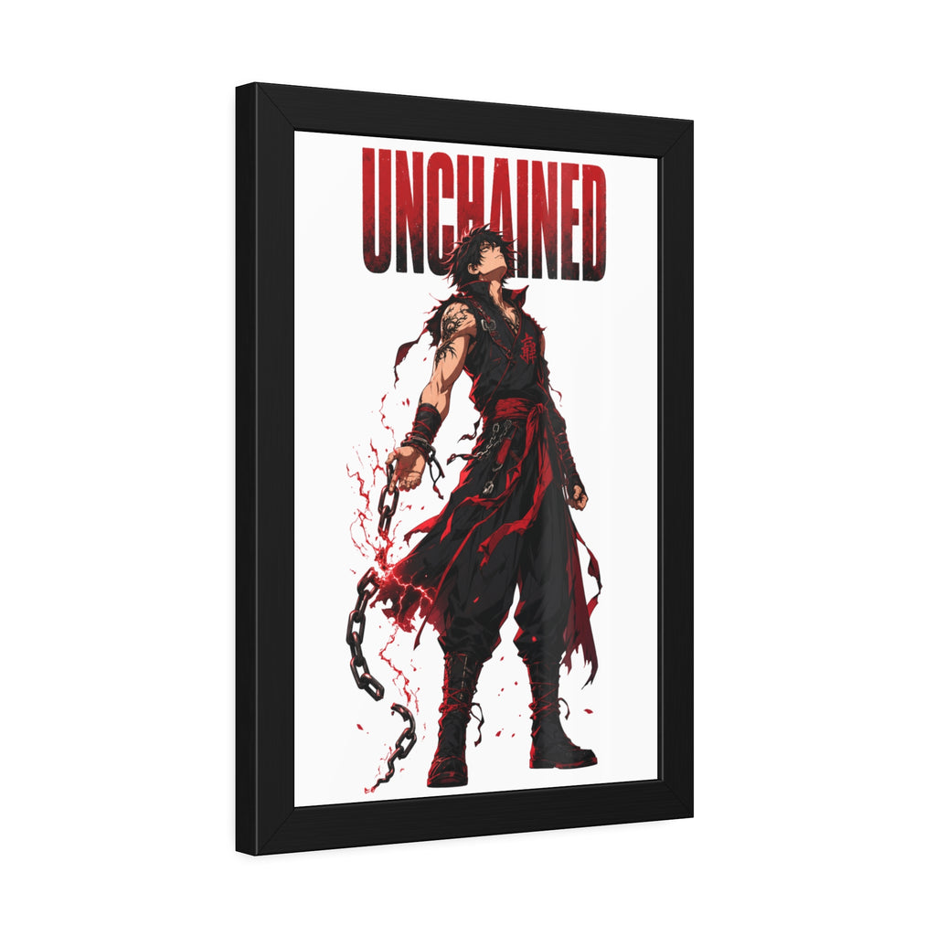 Unchained Warrior Framed Poster — Anime Fighter Wall Art