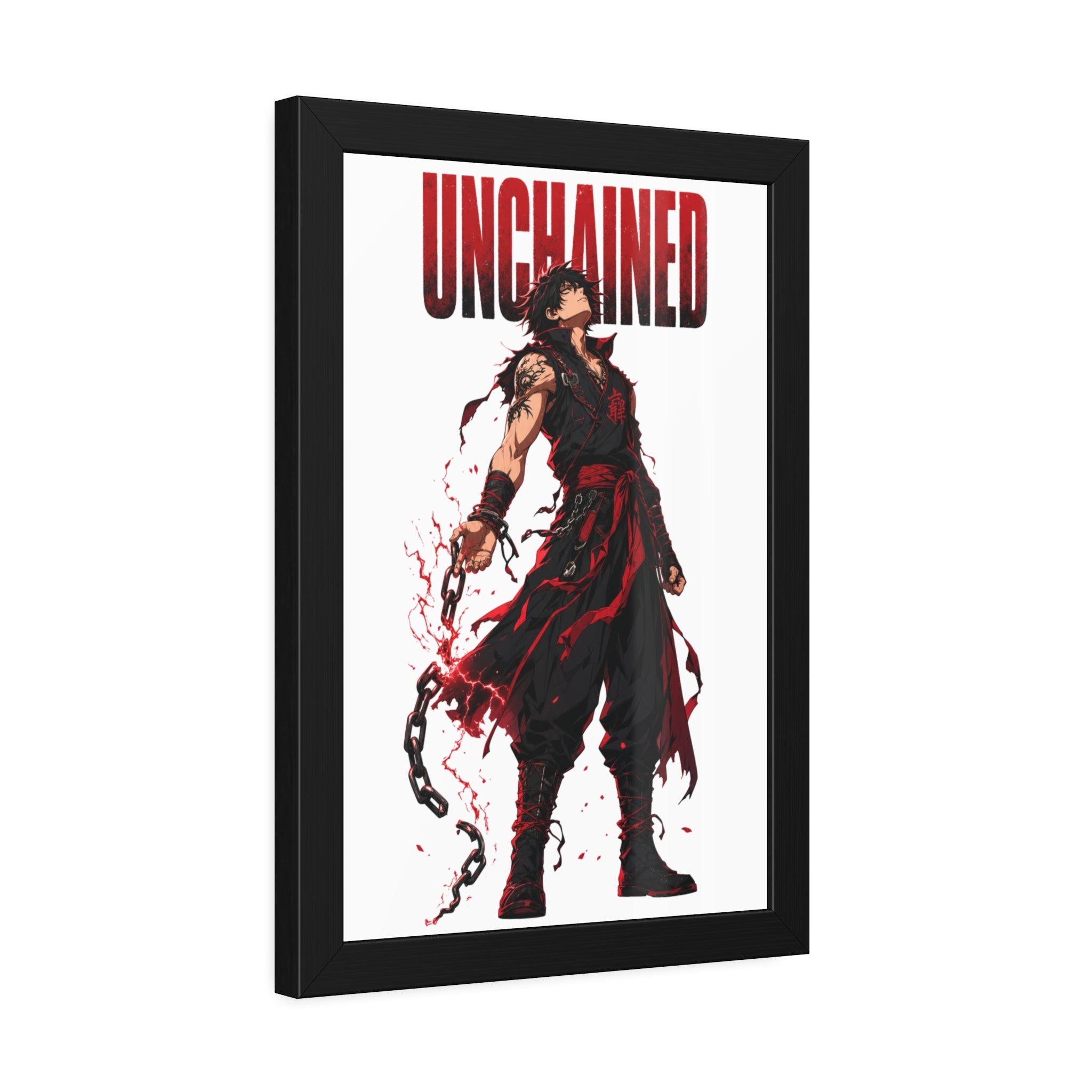 Unchained Warrior Framed Poster — Anime Fighter Wall Art
