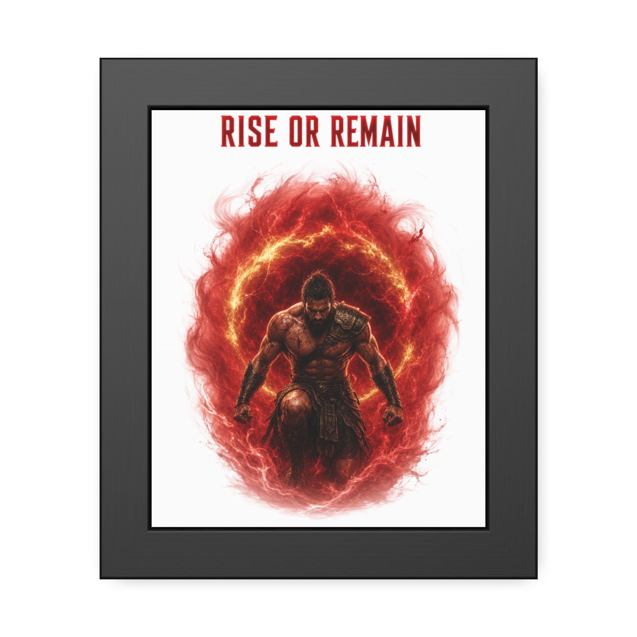 Framed Poster — 'Rise or Remain' Spartan Warrior Wall Art