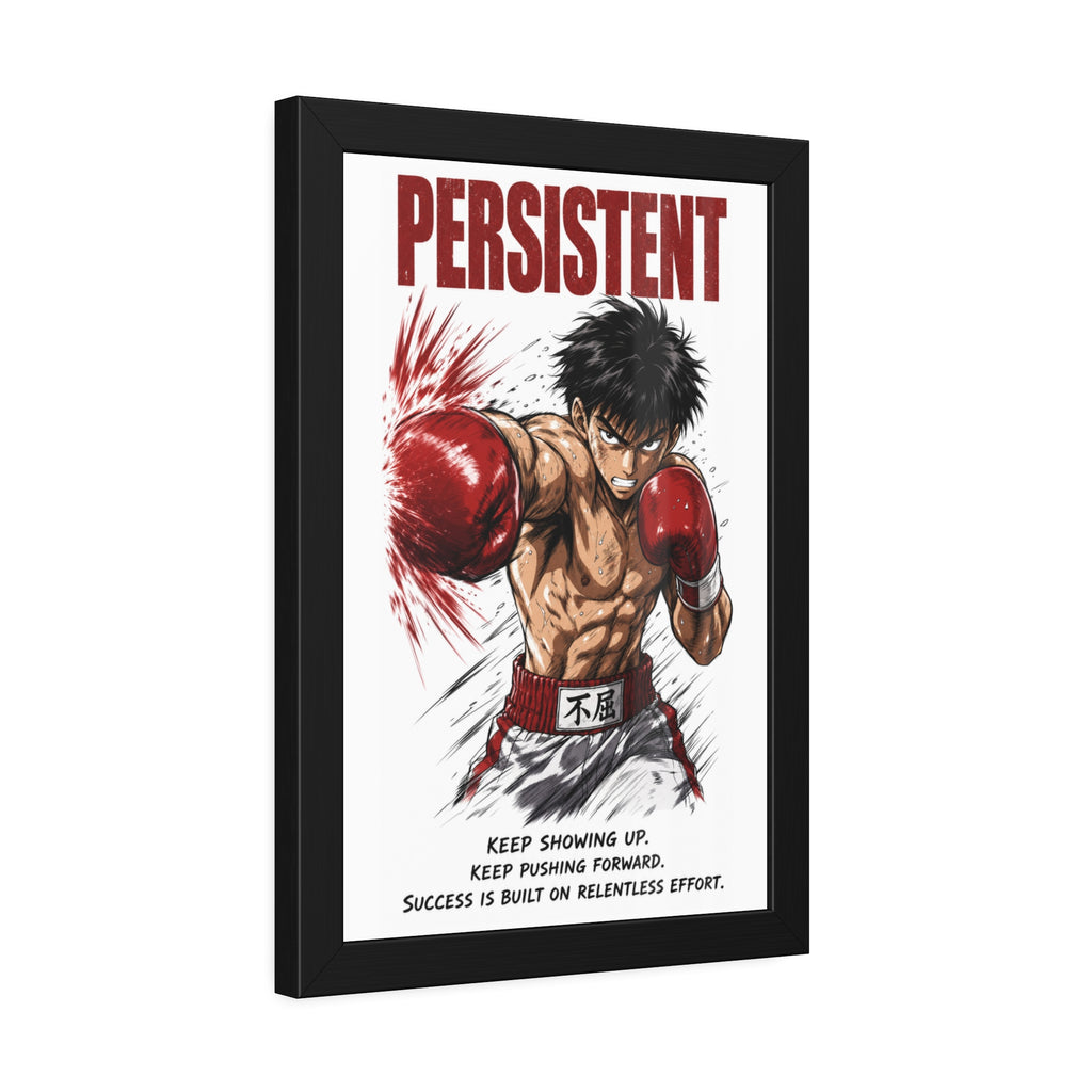Framed Poster — "Persistent" Motivational Boxing Art