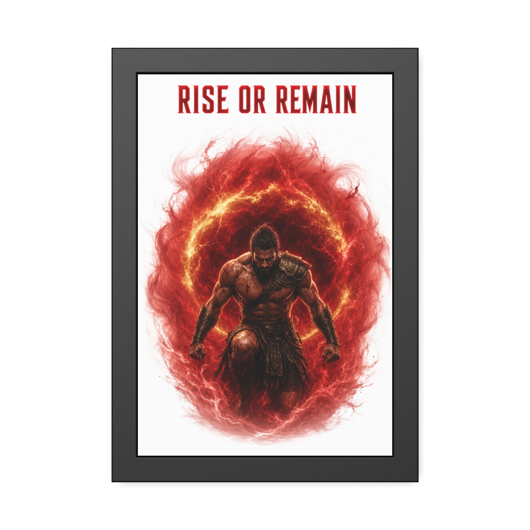 Framed Poster — 'Rise or Remain' Spartan Warrior Wall Art