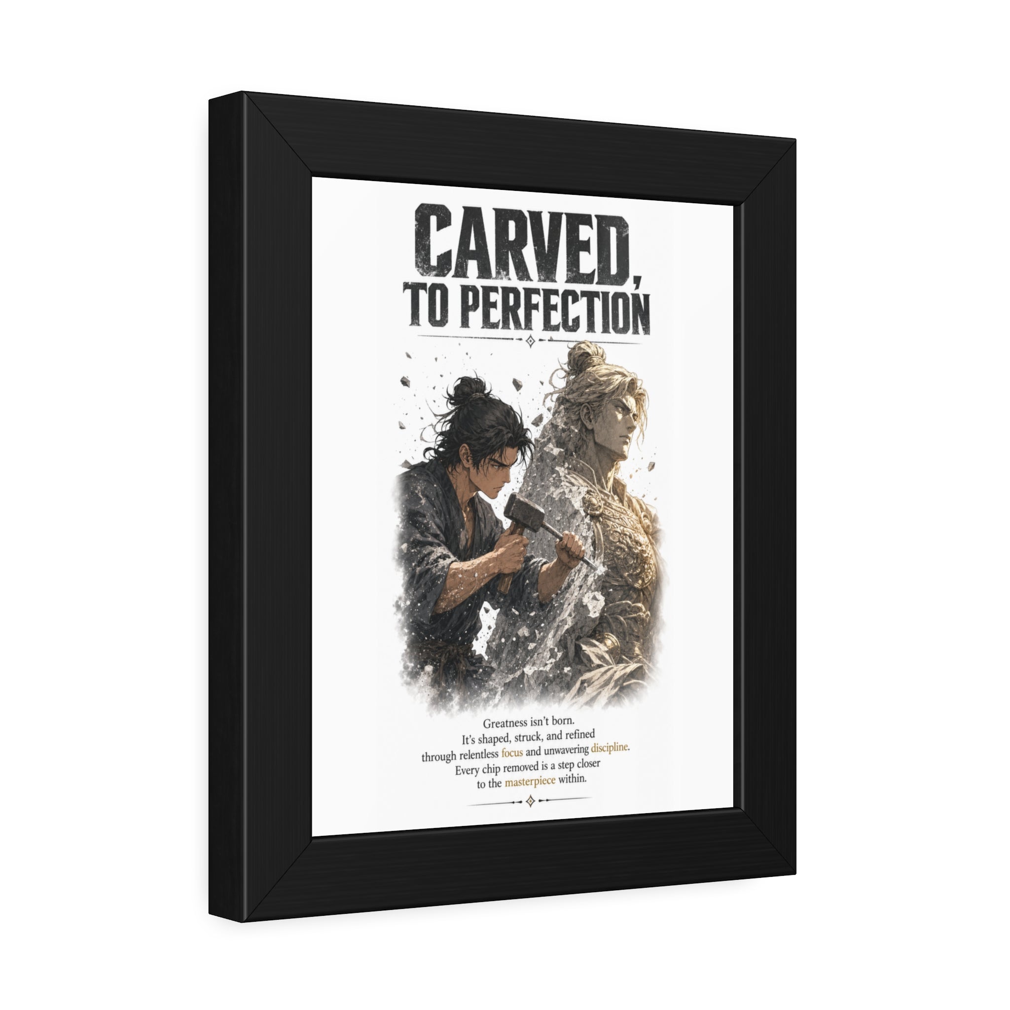 Framed Poster — "Carved to Perfection" Inspirational Sculpture Art