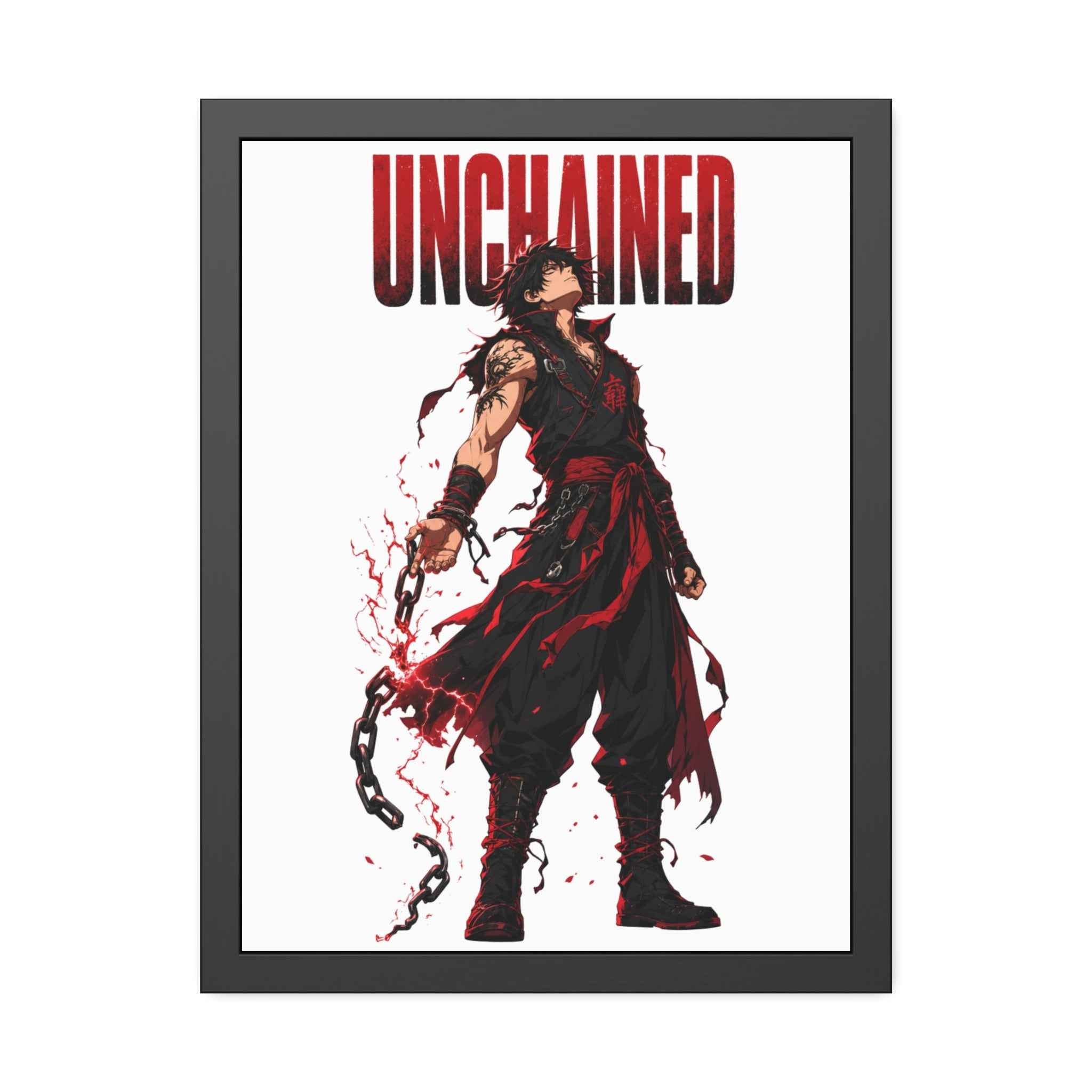Unchained Warrior Framed Poster — Anime Fighter Wall Art