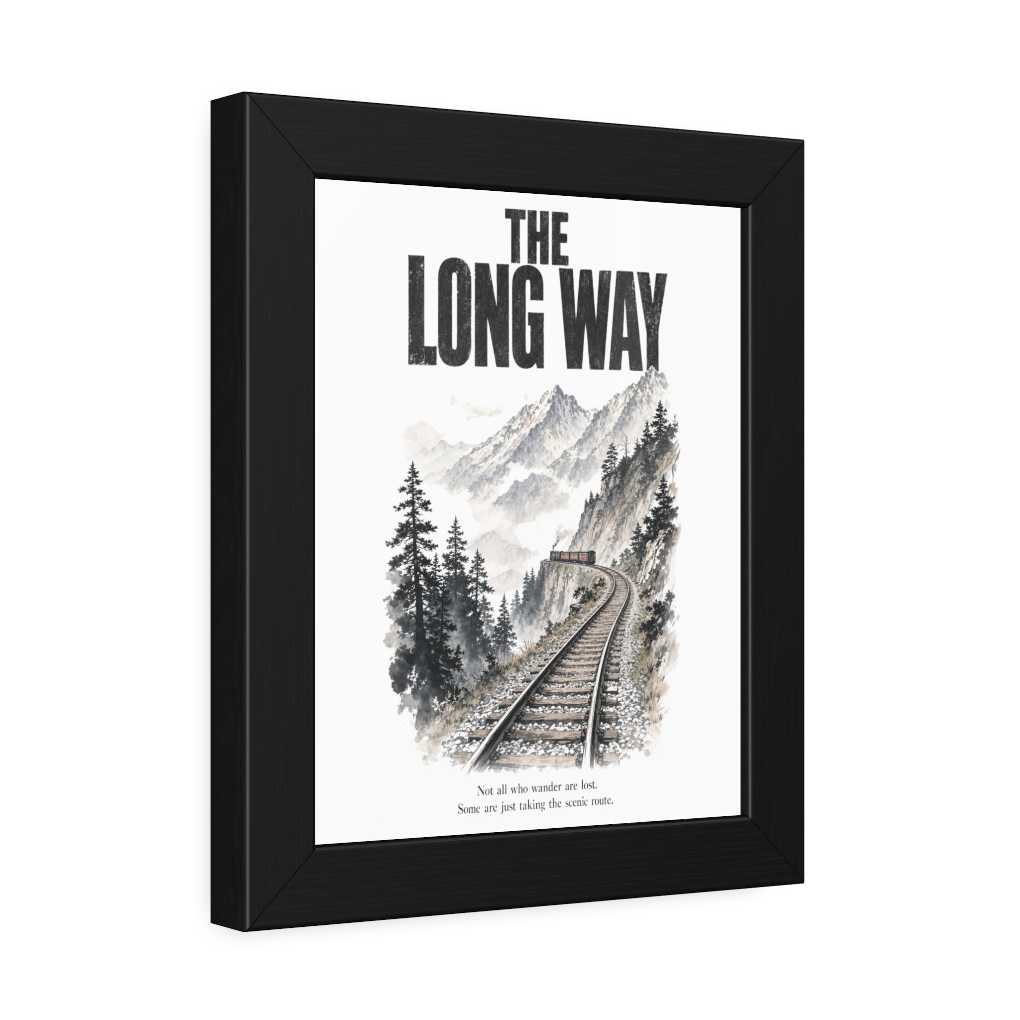 Framed Poster - "The Long Way" Mountain Train Scenic Wall Art