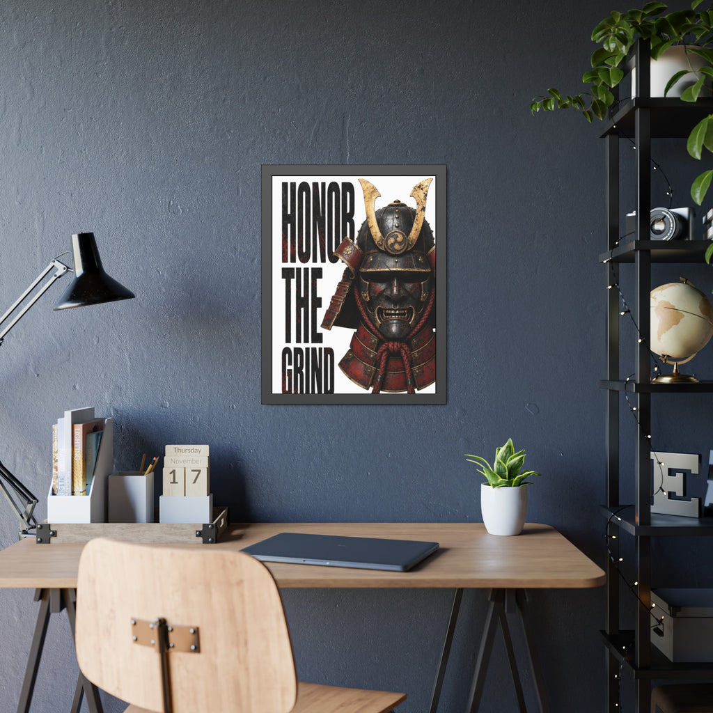 Honor the Grind Samurai Poster — Motivational Framed Art Print
