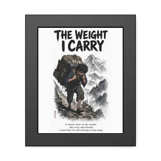 Framed Poster - "The Weight I Carry" Motivational Mountain Art Print