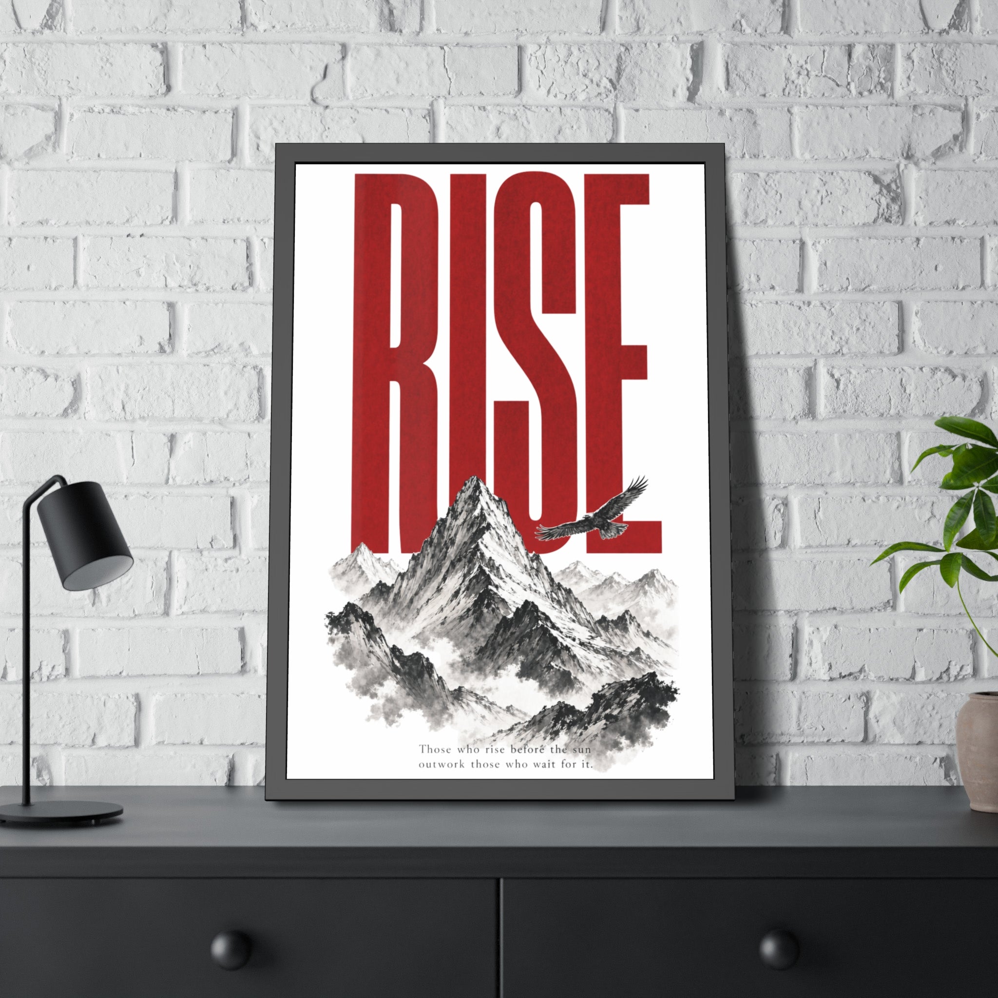 Framed Poster "RISE" Mountain Art Print