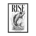 Rise Koi Fish Framed Art Print — Motivational Black & White Poster