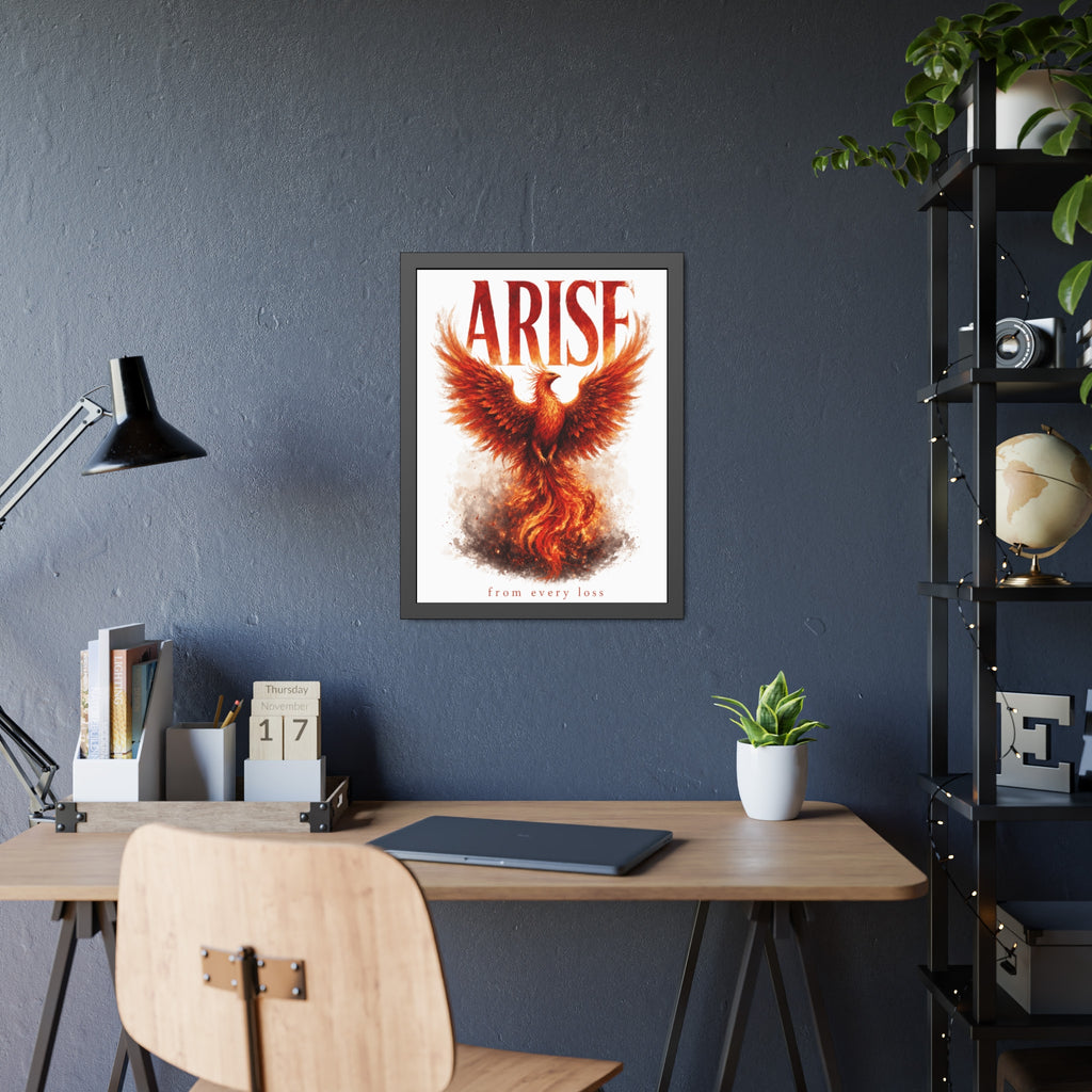 Framed Poster — "ARISE" Phoenix Art Print (Inspirational Wall Decor)