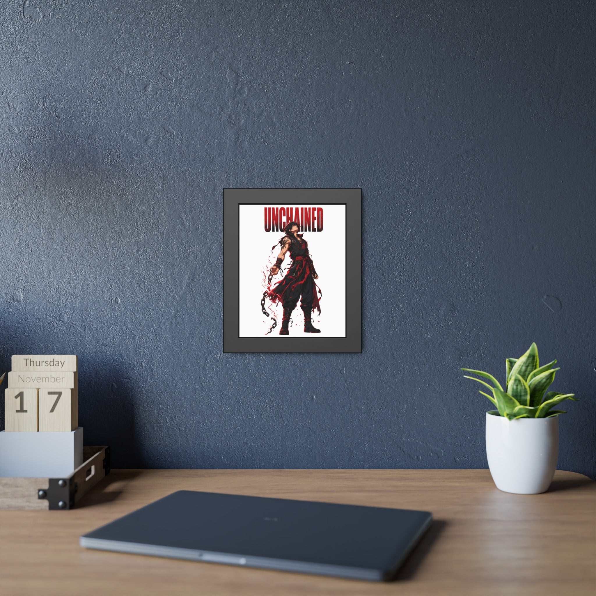 Unchained Warrior Framed Poster — Anime Fighter Wall Art