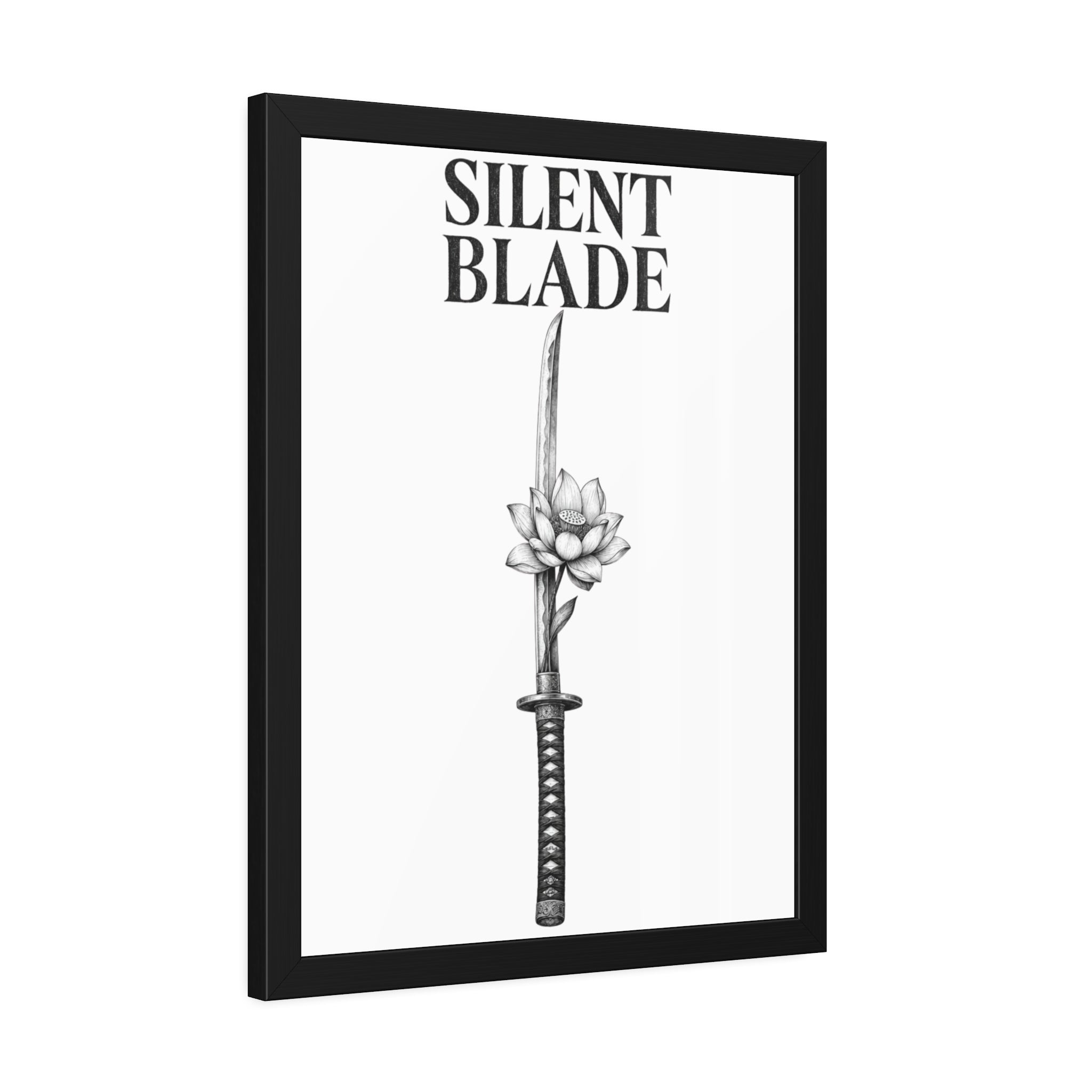 Silent Blade Framed Poster — Minimalist Samurai Sword Art Print