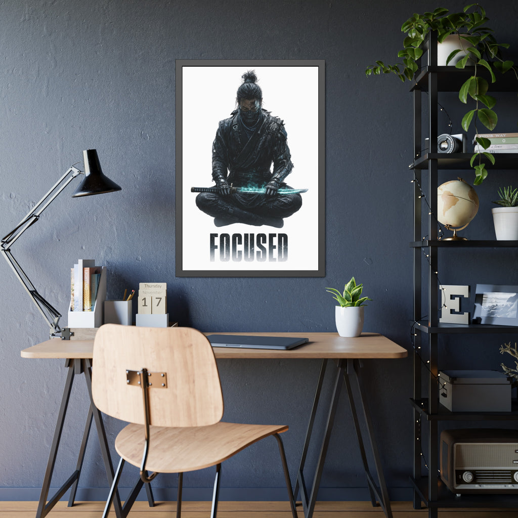 Focused Samurai Framed Poster — Motivational Wall Art