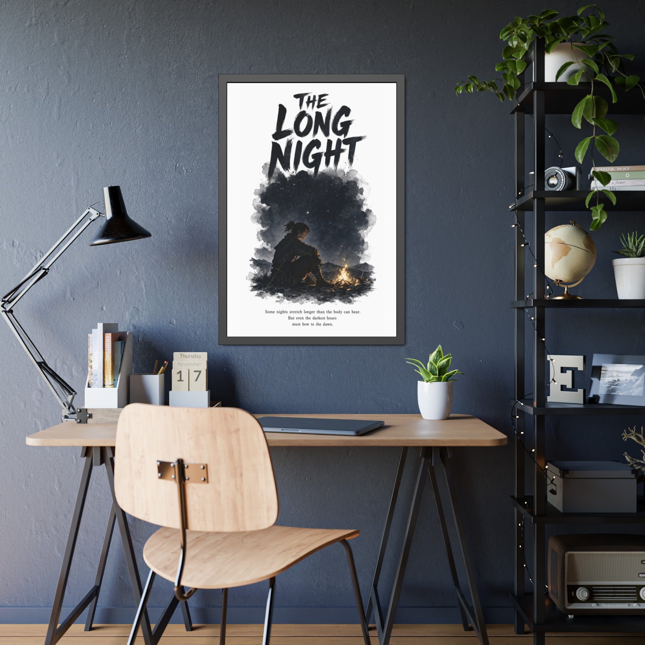 The Long Night Framed Poster — Campfire Night Sky Wall Art