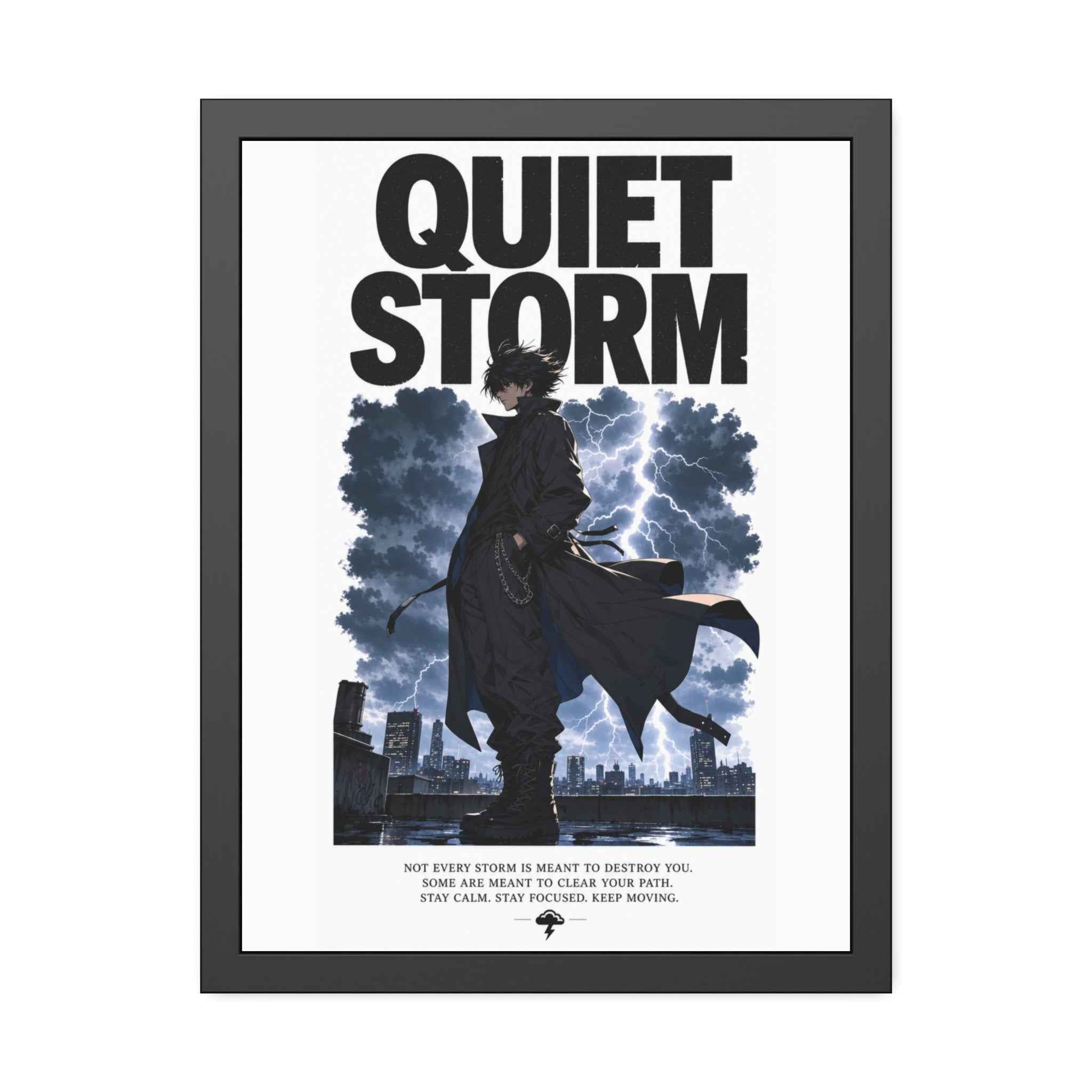 Framed Poster — "Quiet Storm" Dark Urban Lightning Art Print