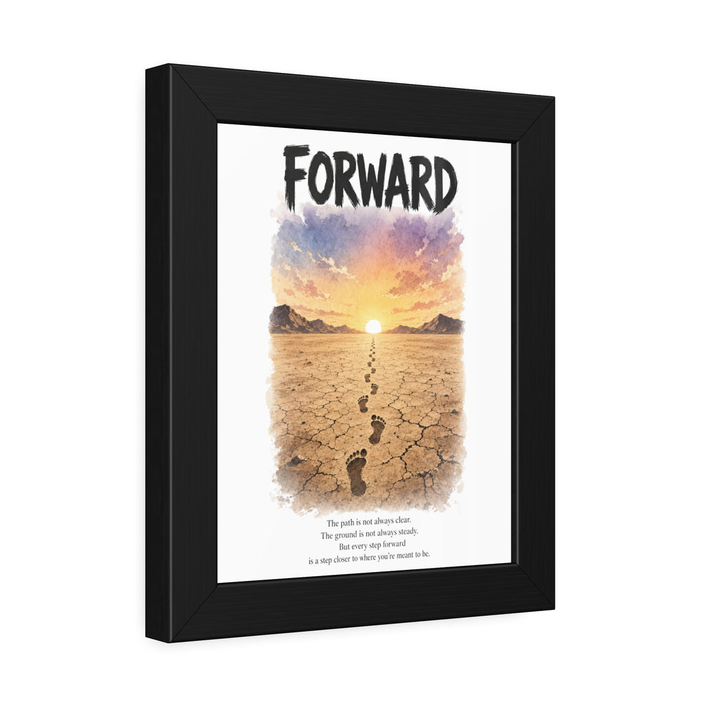 Framed Poster - 'Forward' Motivational Desert Sunrise Wall Art with Inspirational Quote