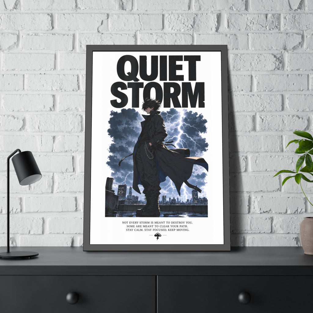 Framed Poster — "Quiet Storm" Dark Urban Lightning Art Print