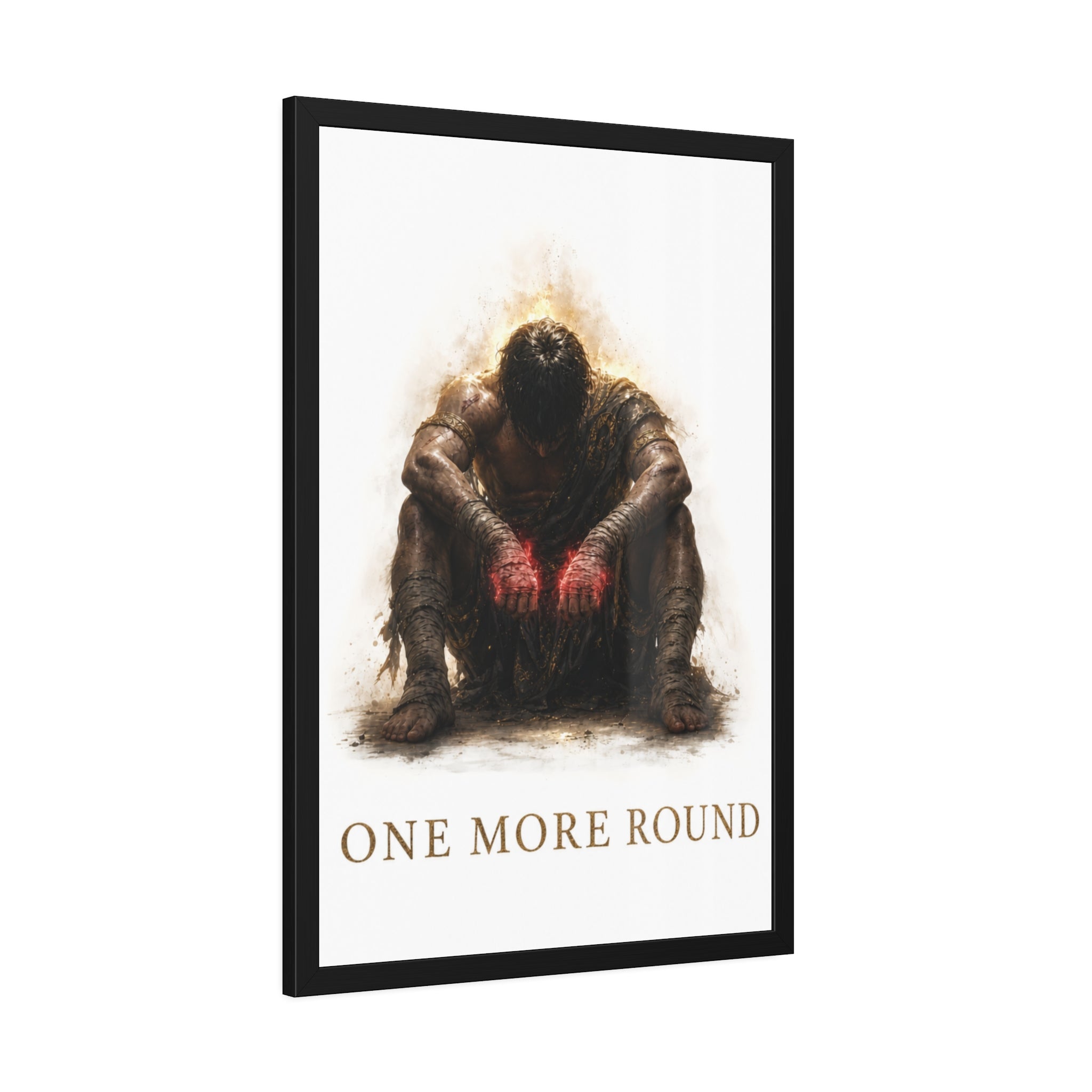 Framed Poster — "One More Round" Boxing Motivational Art