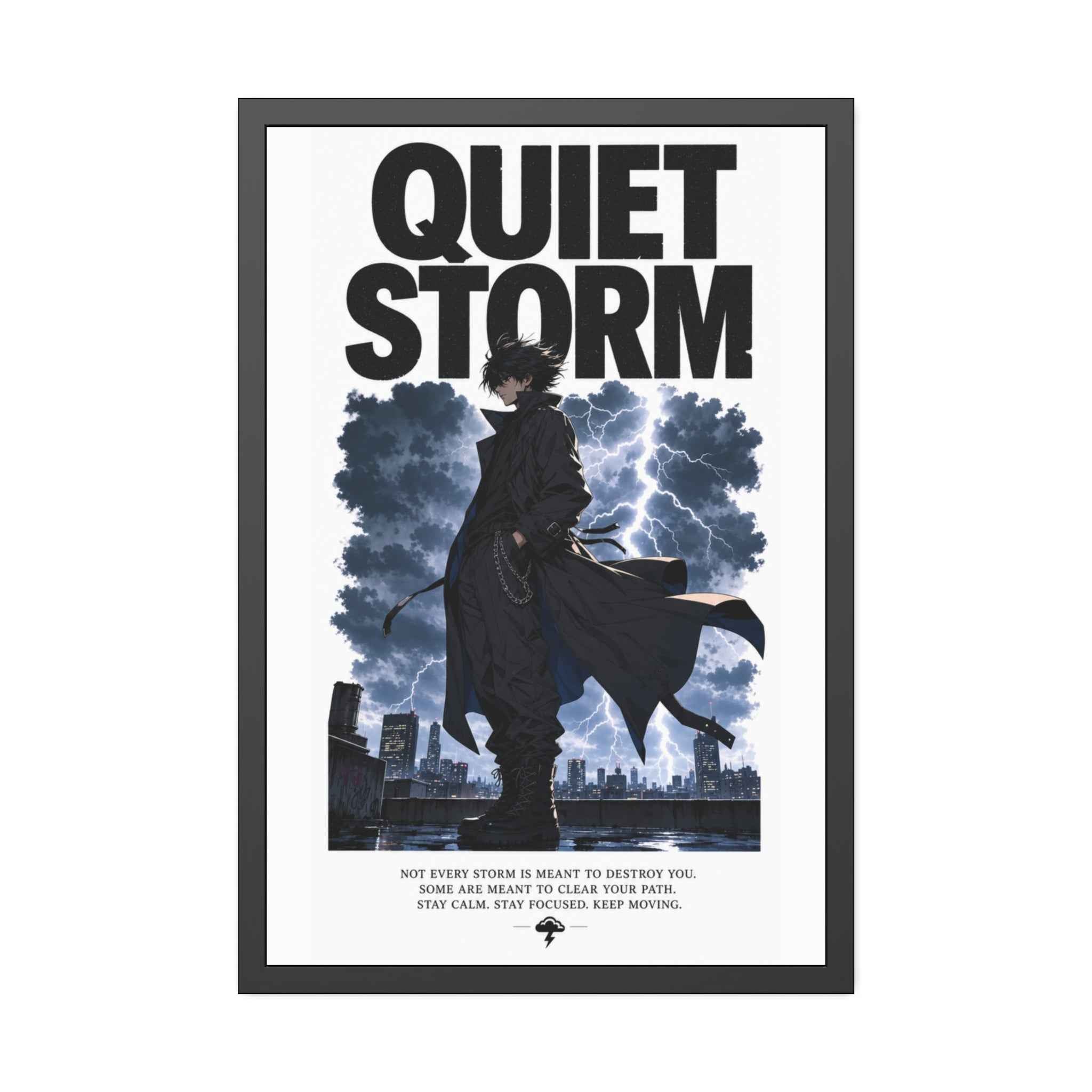 Framed Poster — "Quiet Storm" Dark Urban Lightning Art Print