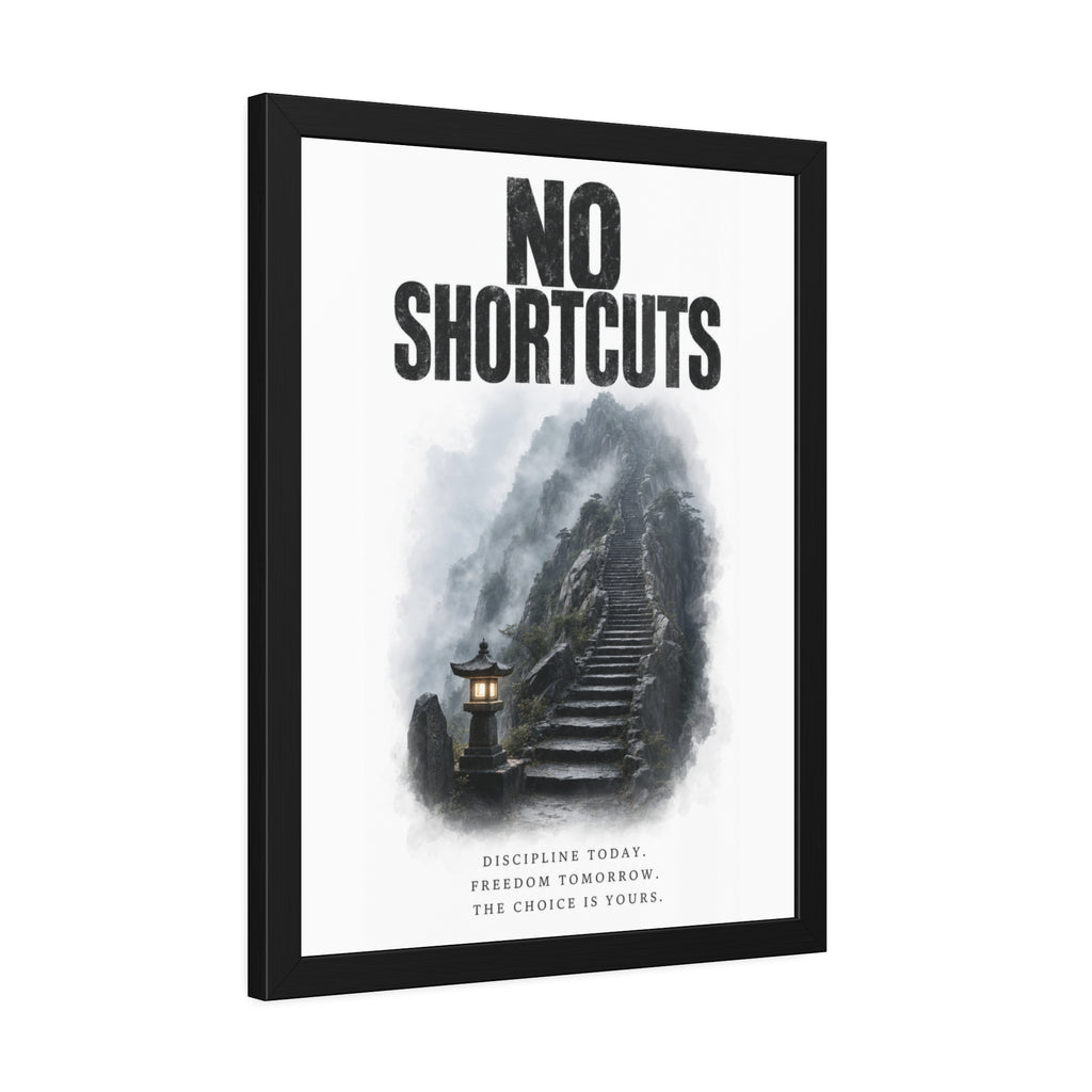 Framed Poster - "No Shortcuts" Motivational Wall Art