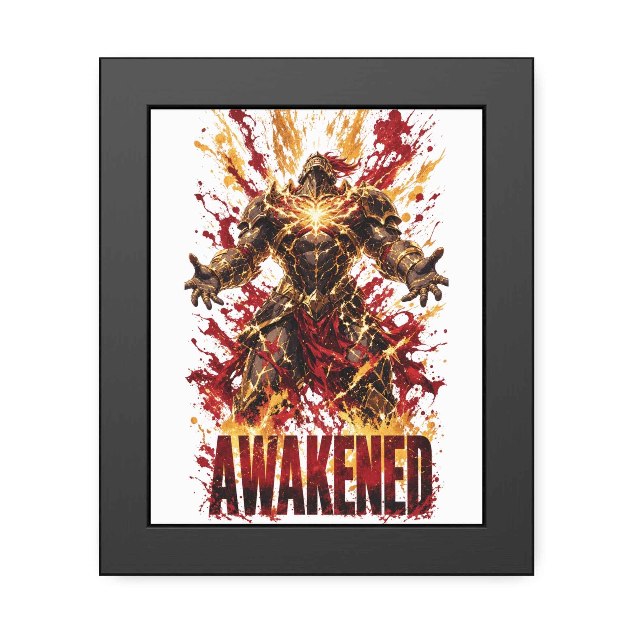 Awakened Fantasy Art Framed Poster — Fiery Hero Wall Print