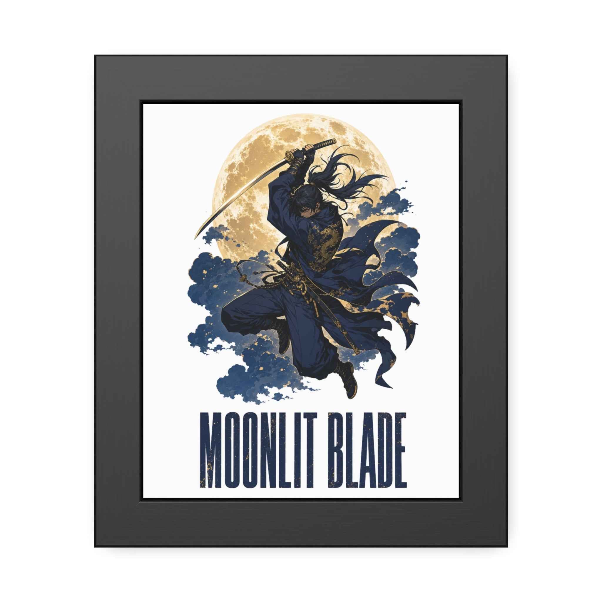 Moonlit Blade Framed Poster — Samurai Ninja Art Print