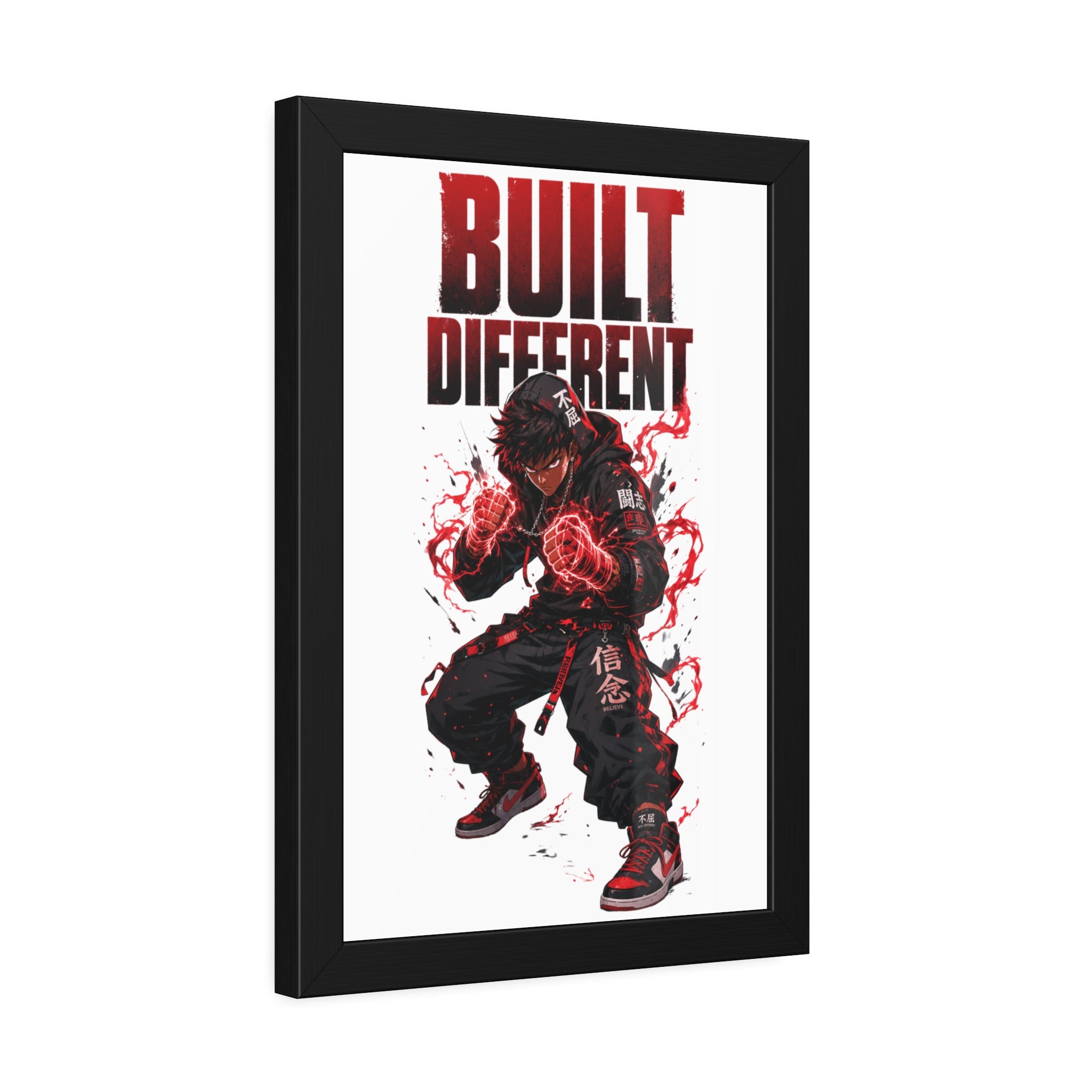 Built Different Framed Poster — Anime Streetwear Motivational Wall Art